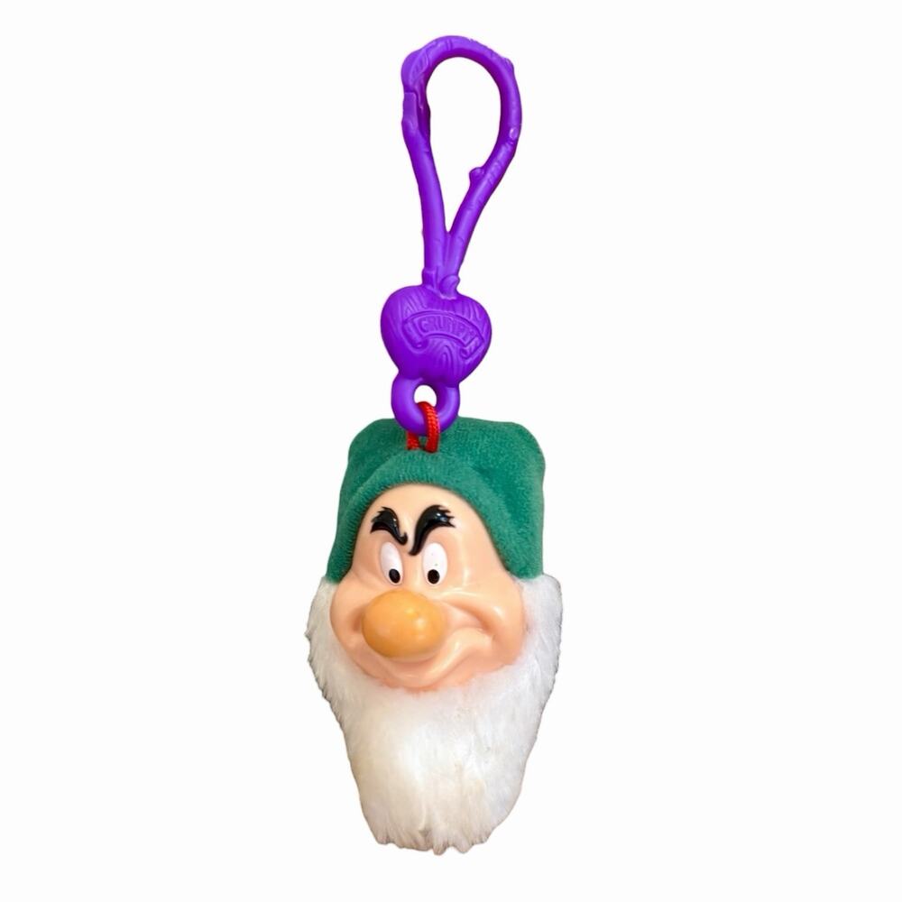 Vintage 2001 McDonalds Happy Meal Toy Disney Snow White Grumpy Plush Keychain